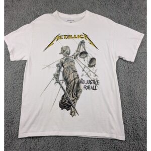 Metallica And Justice For All T-Shirt Men's Size L White Cotton Metal Band 2024
